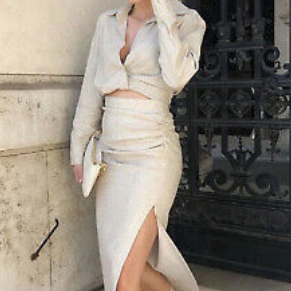 Elegant Cream Midi Skirt